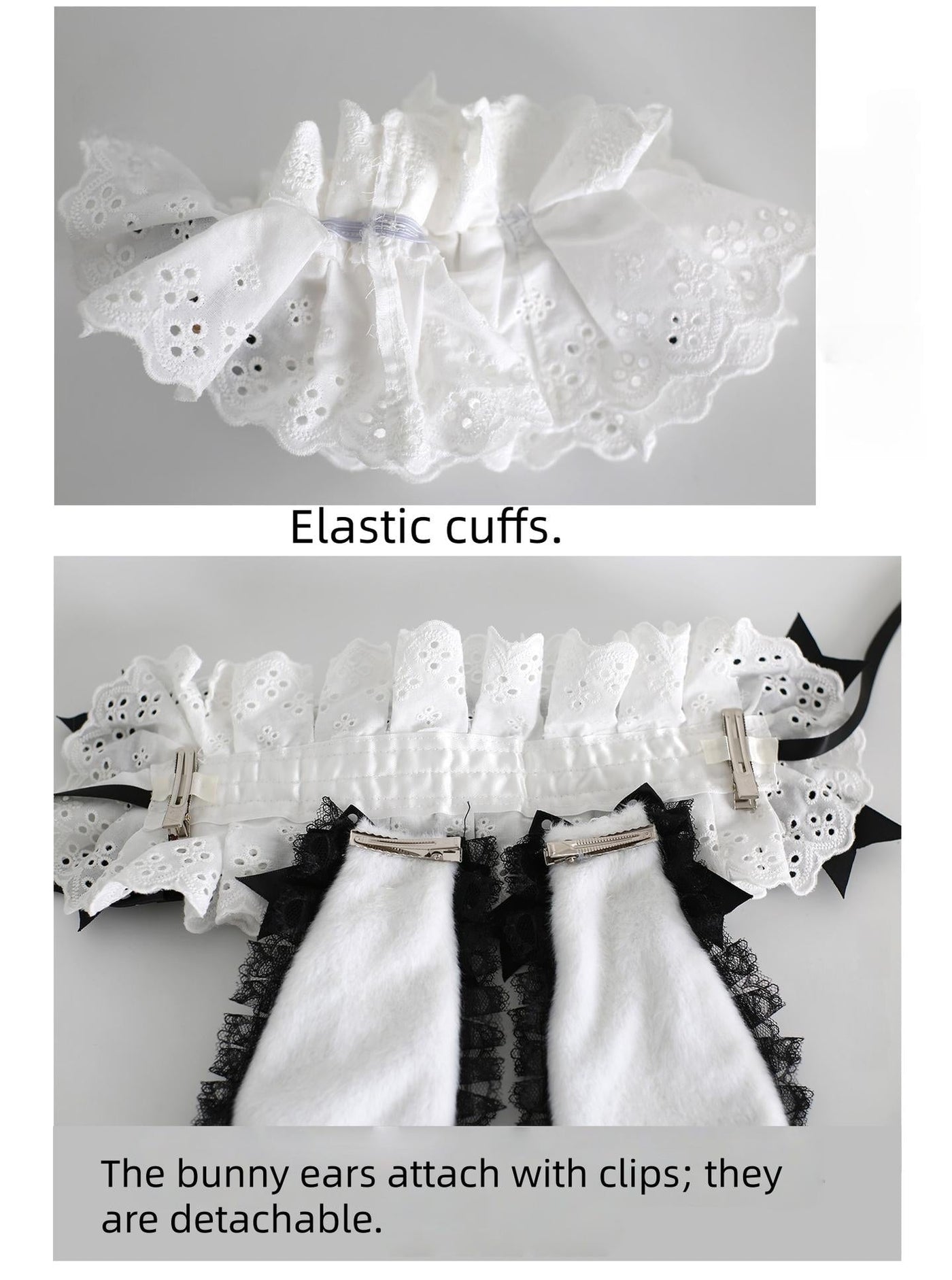 Xiaogui - Polka Dot Lolita Headdress - Detachable Bunny Ear Headwear