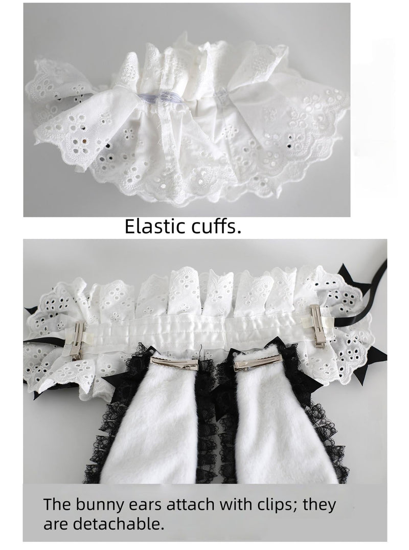 Xiaogui - Polka Dot Lolita Headdress - Detachable Bunny Ear Headwear