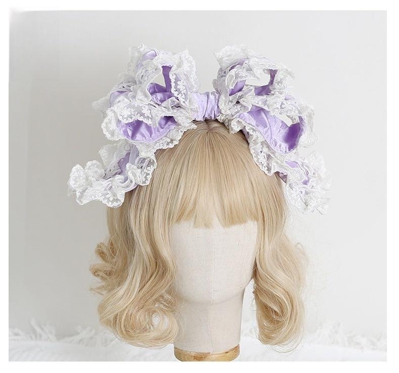 Xiaogui - Sweet Lolita KC with Large Lace Bow - in Multiple Colors Headwear