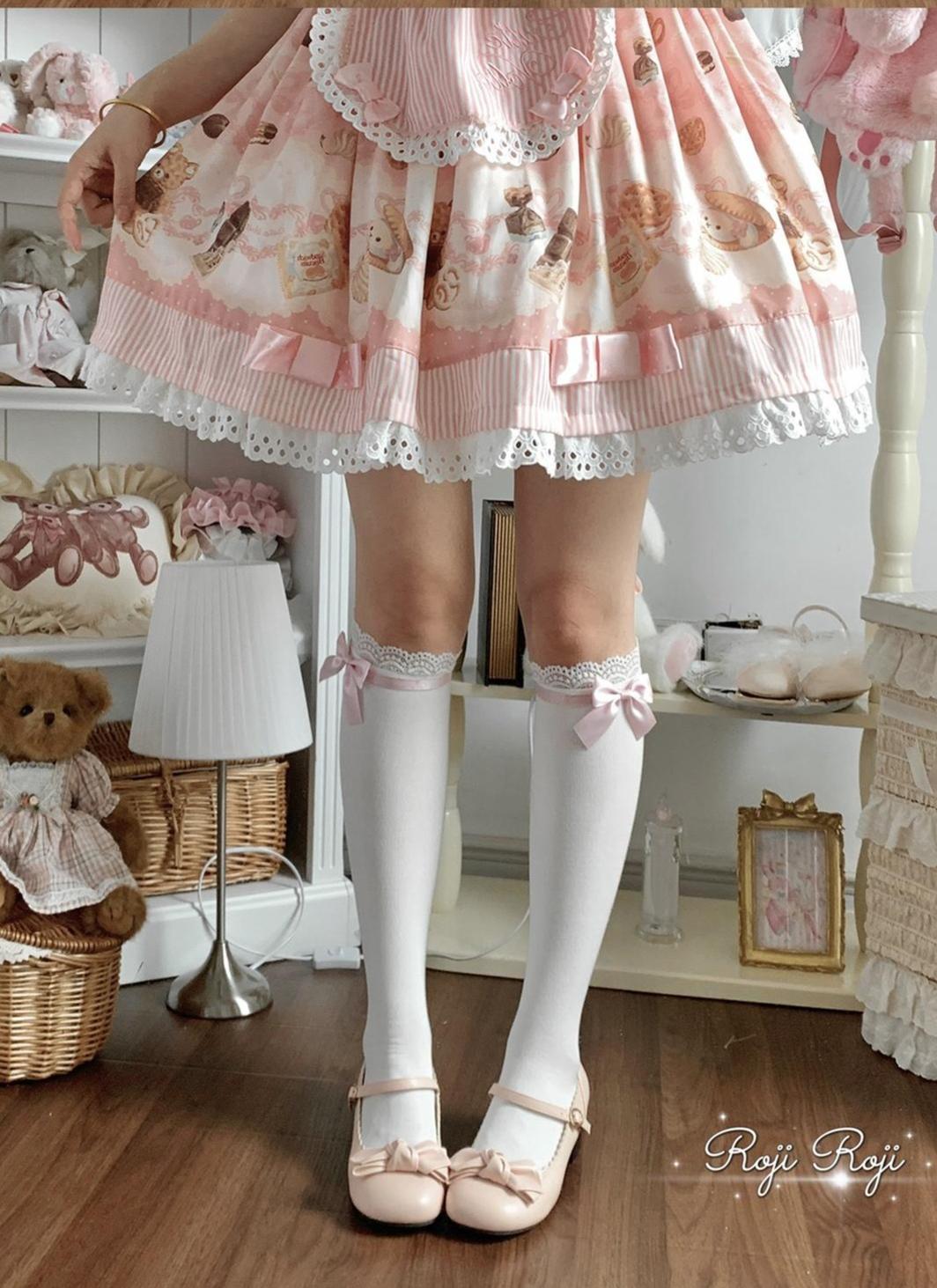 Roji Roji - Sweet Lolita Socks With Lace & Bow - Details Socks