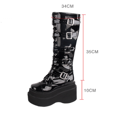 Angelic imprint - J-fashion Punk Lolita Classic Black - High Boots Shoes
