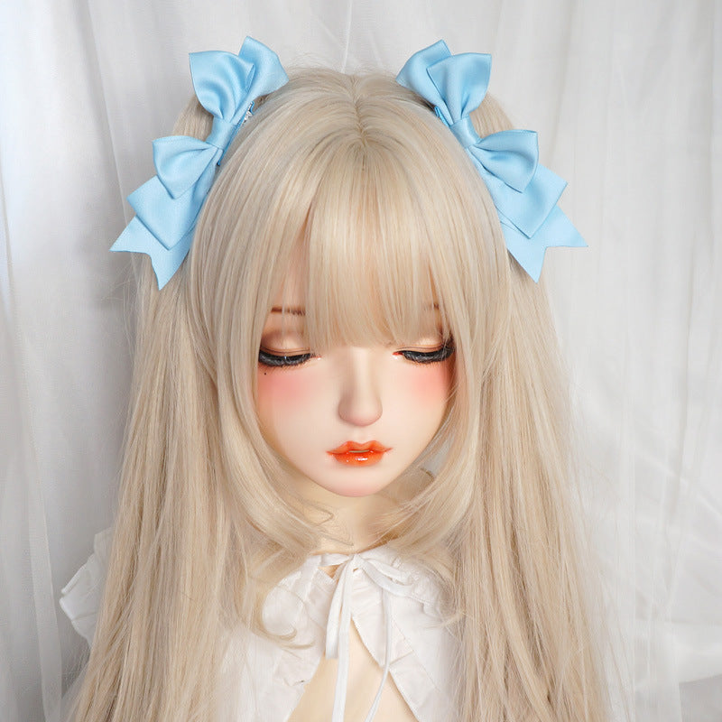 Japanese Handmade Doll Lolita Large Bow Hair Clip - Girl's Double Pony