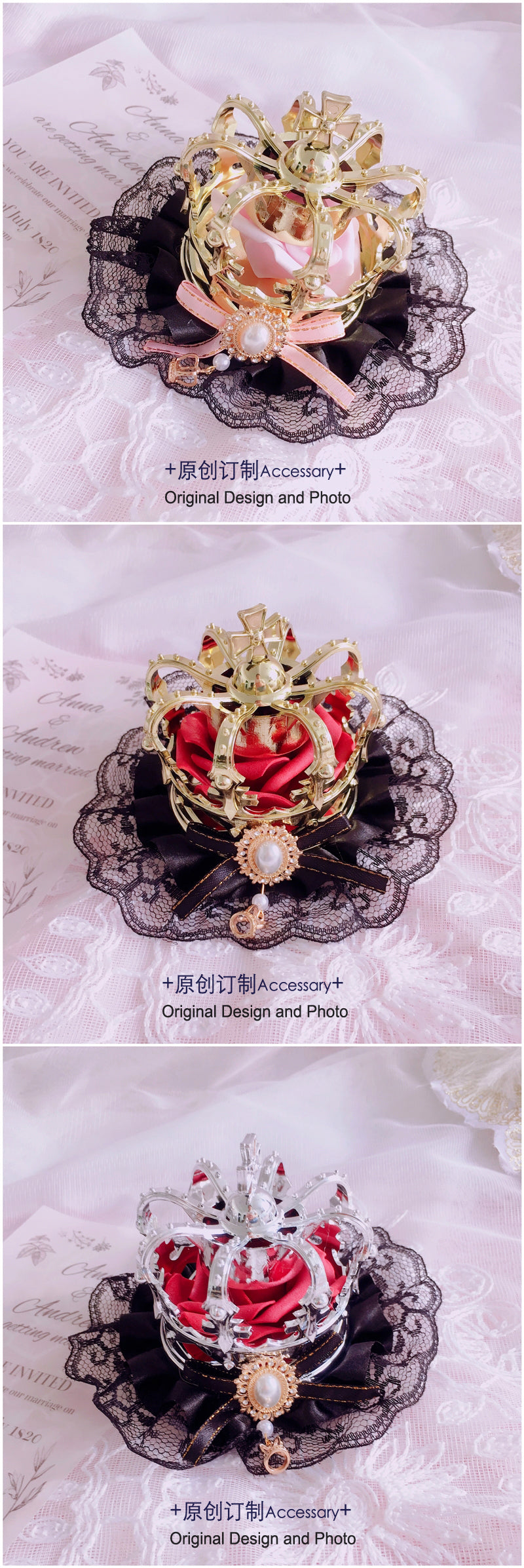 Original Girl Crown Lolita Headwear for Singing, Daily Wear, Princess, Queen Coronation, Lolita Wedding Accessories, Small Items