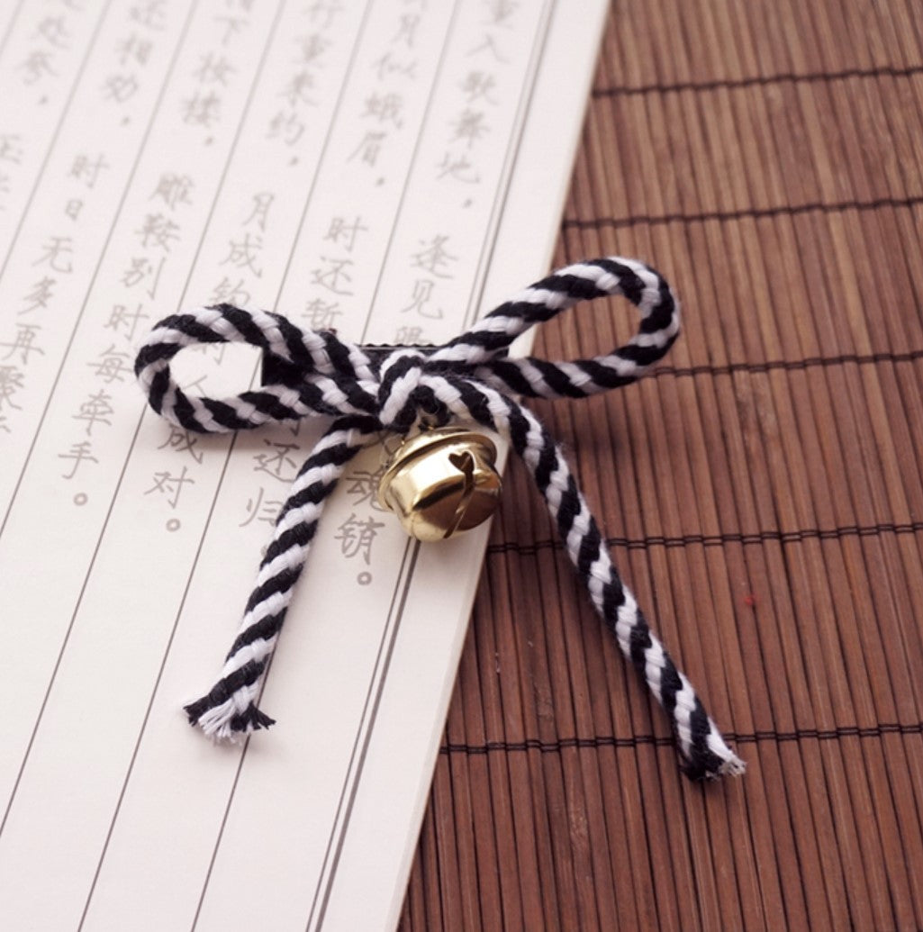 Cute Girl Red and White Striped Bell Bow Hair Clip Lolita Side Clip Hair Accessory  Hair Ornament Hanfu