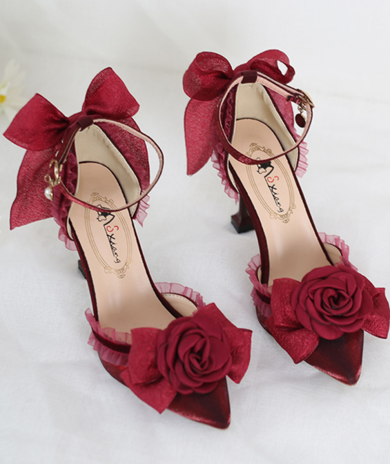 Xiaogui - Elegant Lolita High-Heeled Camellia - Bows Shoes Shoes