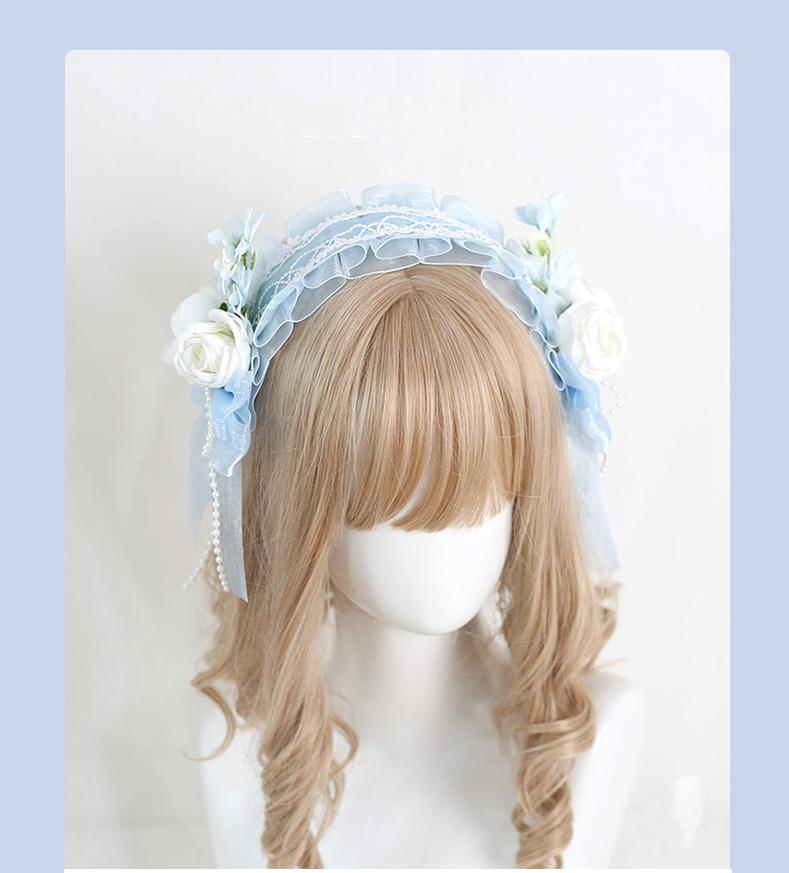 Xiaogui - Elegant Lolita Floral Lace Handmade - Headband Headwear