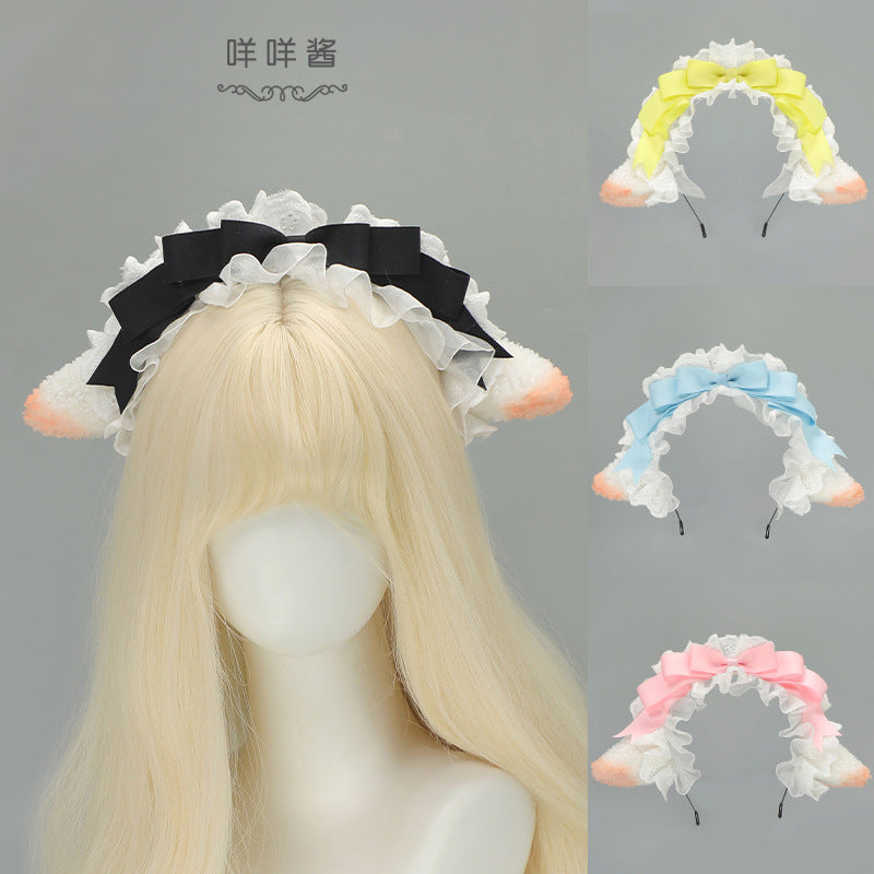 Lolita KC Little Sheep Ear Headband Comic Exhibition Party Maid Style Costume Props Maid Cosplay Sheep Ear Hair Accessories