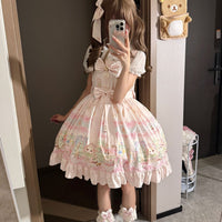 Coffee Rabbit Bunny Toy House Sweet Lolita JSK Set - S / Pink - JSK + Train + Hair Accessory + Waist Bow