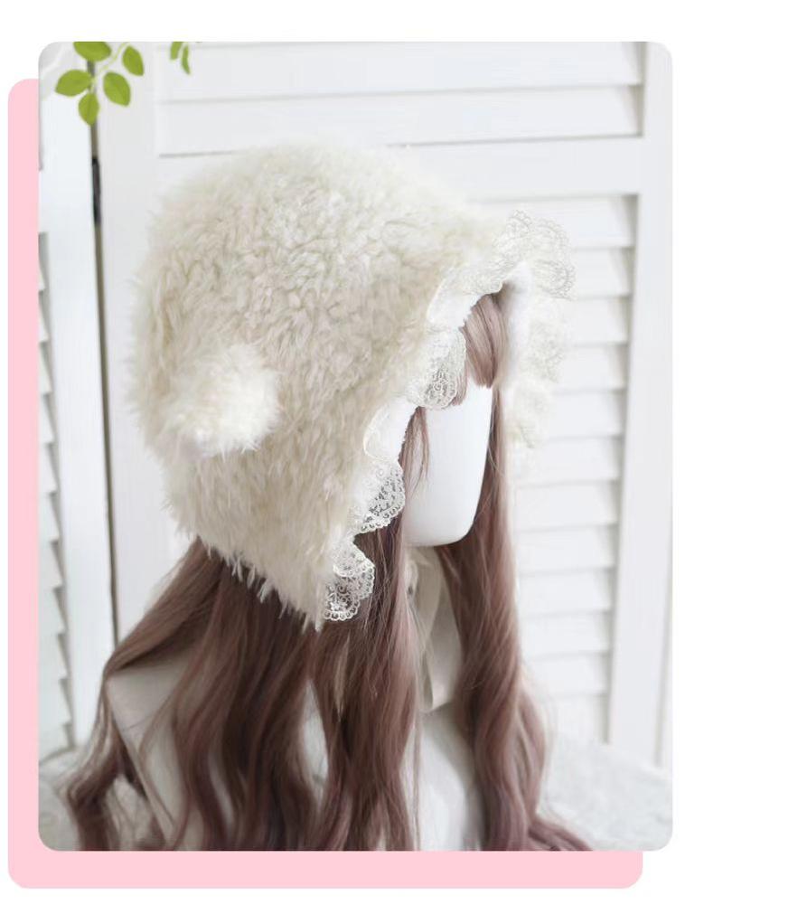 Xiaogui - Kawaii Lolita Earflap Hat Winter - Lolita Earflap Hat Sheep Ear Headwear