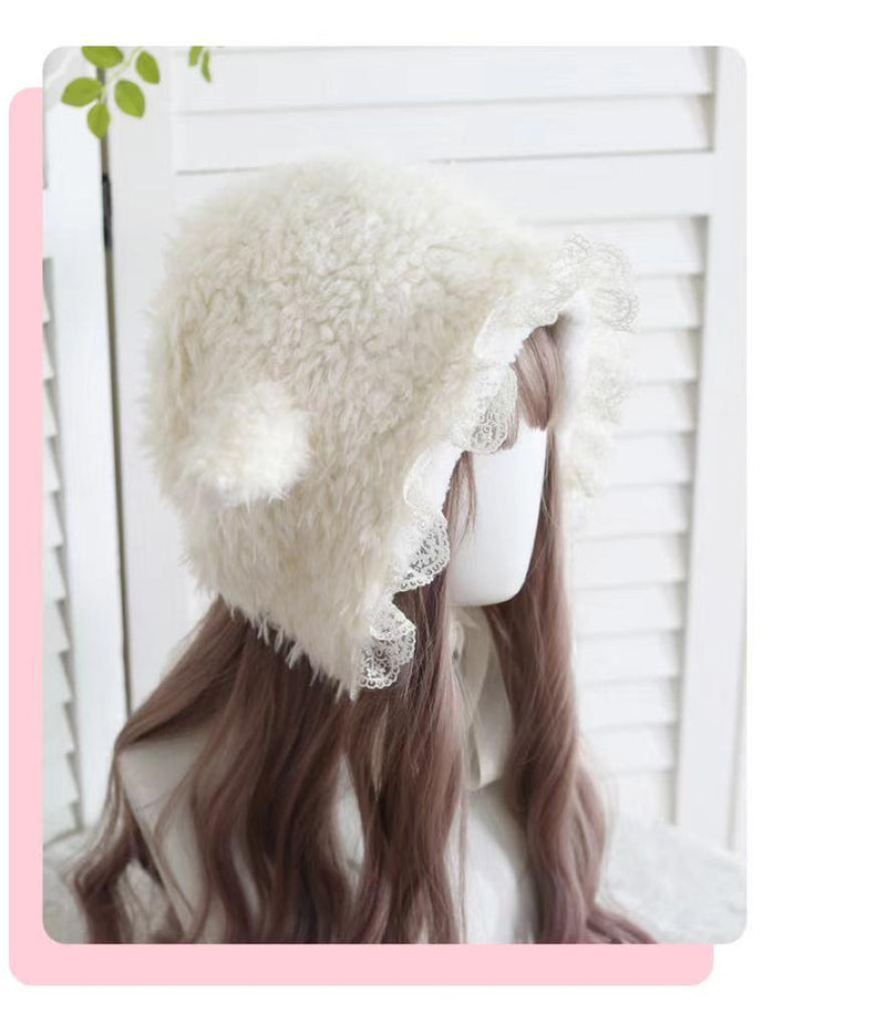 Xiaogui - Kawaii Lolita Earflap Hat Winter - Lolita Earflap Hat Sheep Ear Headwear
