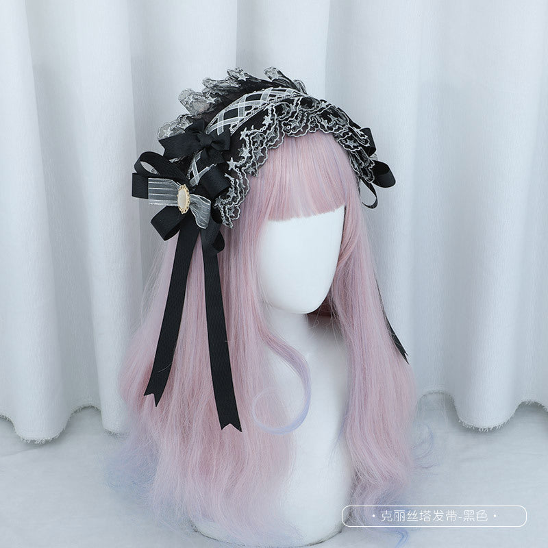 Lolita Hairband Handmade In Stock Krista Bow Lace Ribbon Hair Accessories - Lolita Fetch