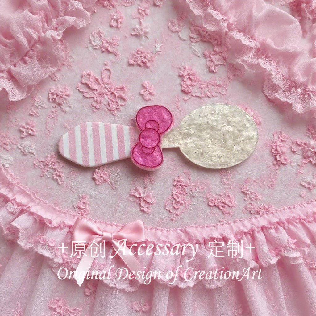 Yingluo Handmade Pink Dessert Knife Fork Hair Clip - Lolita Sweet Girl Kawaii Style