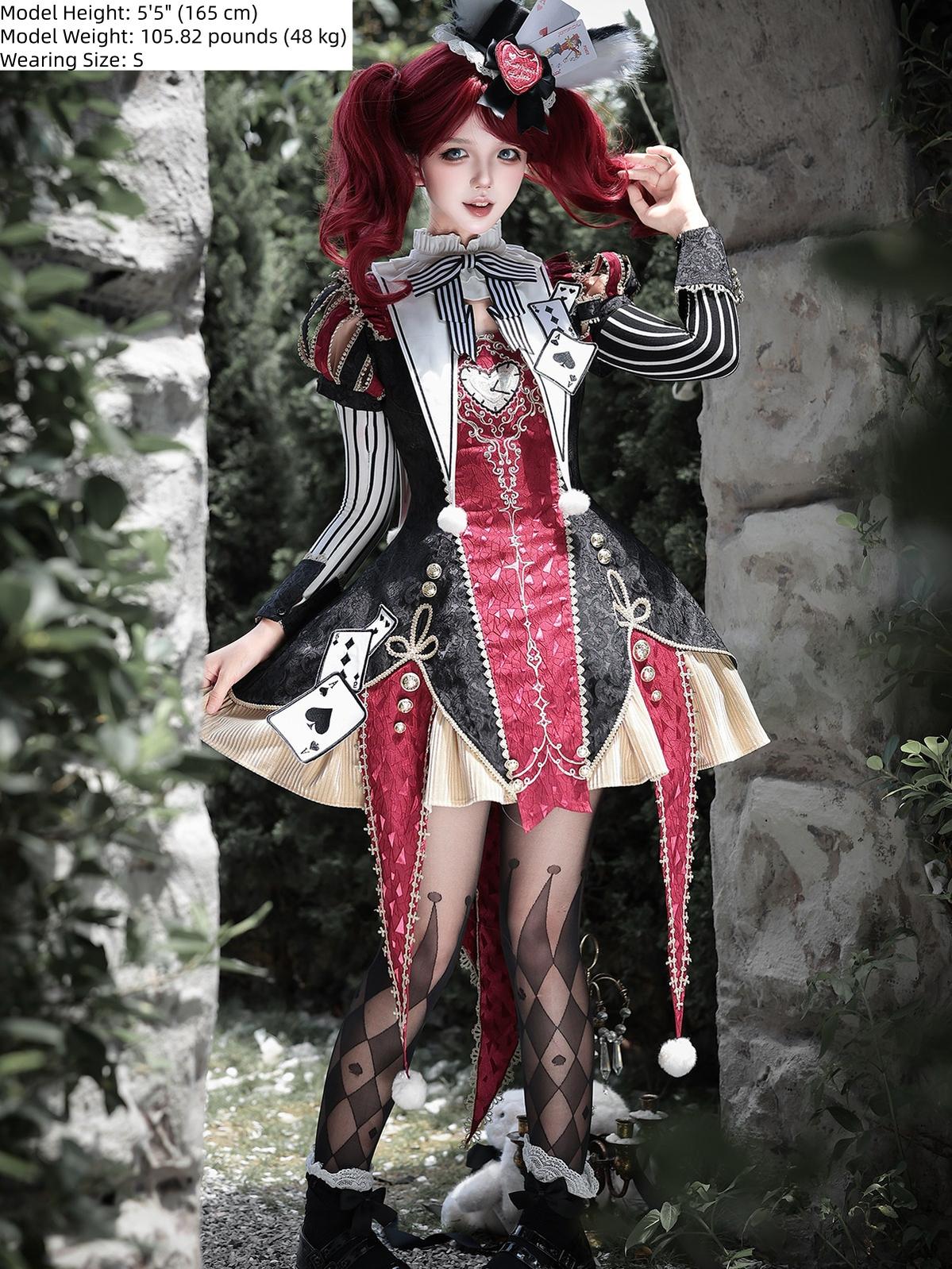 Letters from Unknown Star - Circus Fantasy Night - Gothic Lolita Jacquard Dress, Pointed Tail Hem