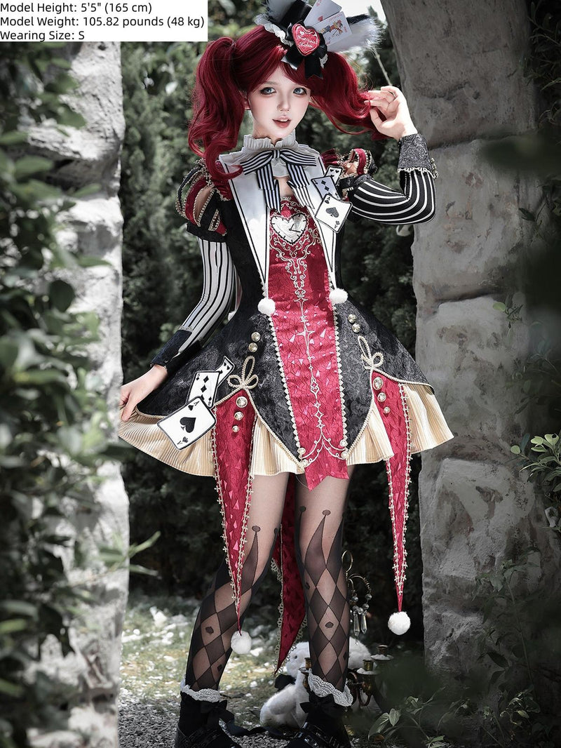 Letters from Unknown Star - Circus Fantasy Night - Gothic Lolita Jacquard Dress, Pointed Tail Hem