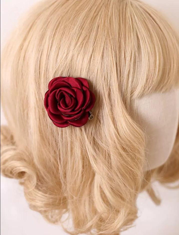 Xiaogui - Retro Lolita Brooch Rose Hairpins - Flower Headdress Headwear