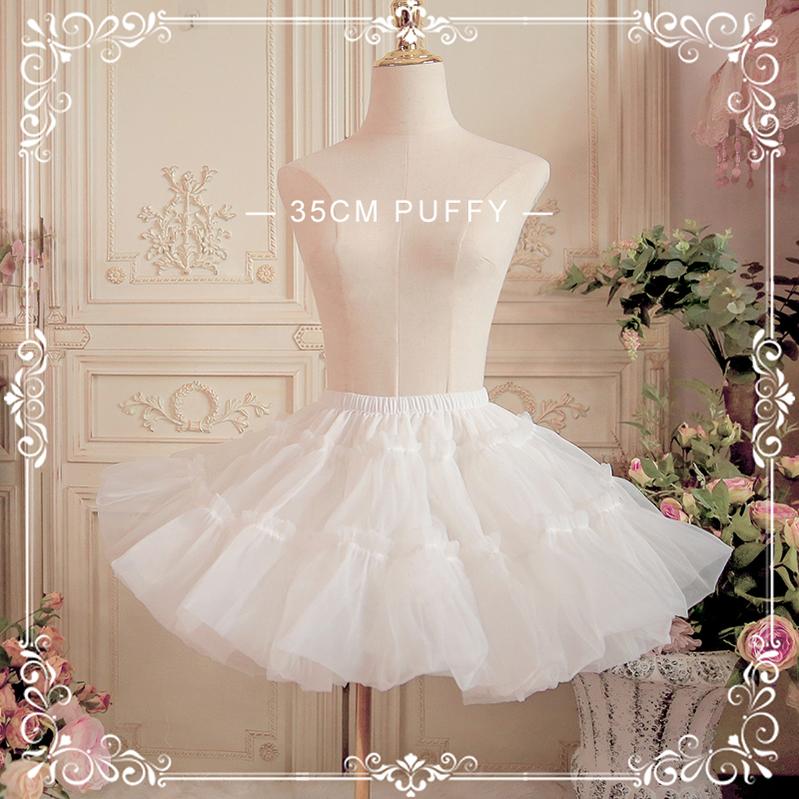 White 35 cm Mini A-line Lolita petticoat on mannequin