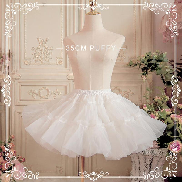 White 35 cm Mini A-line Lolita petticoat on mannequin