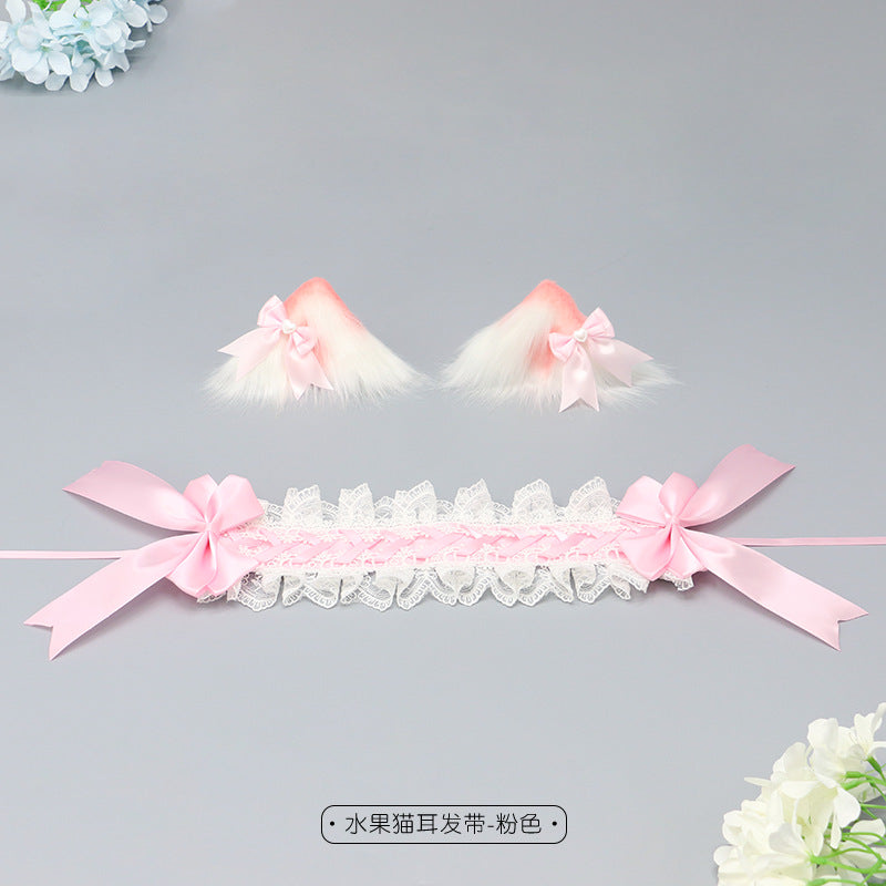Cute Girl Hair Accessories Lolita Comic Exhibition Multi-use Clip Bow Hair Ornament Cat Ear Hair Clip Cat Ear Headband - Lolita Fetch