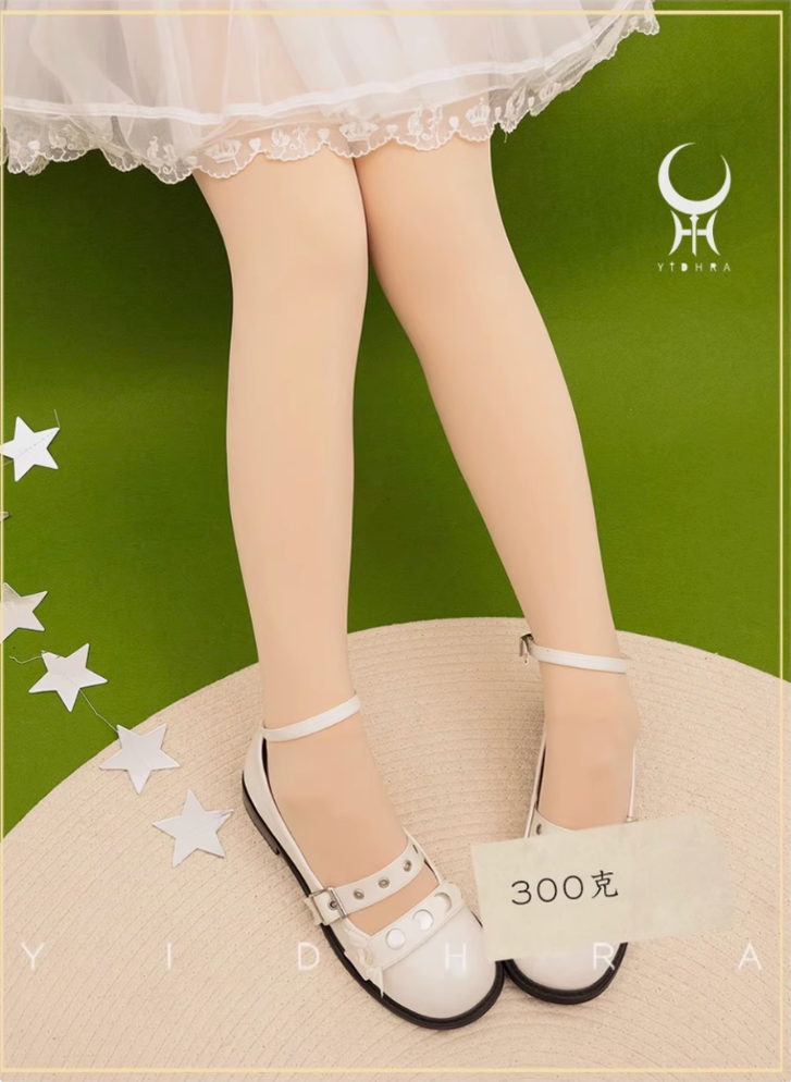 120D Daily Lolita Velvet Spring Leggings, Solid Color One Size 300g-skin color / fleece-lined version