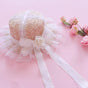 Chapeau de paille rose à ruban blanc / Taille unique