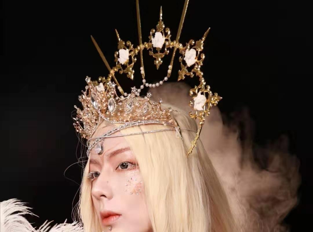 Original Handmade Lolita Virgin Mary Apollo Halo Pope Headpiece Lolita Exaggerated Fashion Show Photo Prop