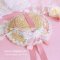 Pink ribbon small straw hat / Free size