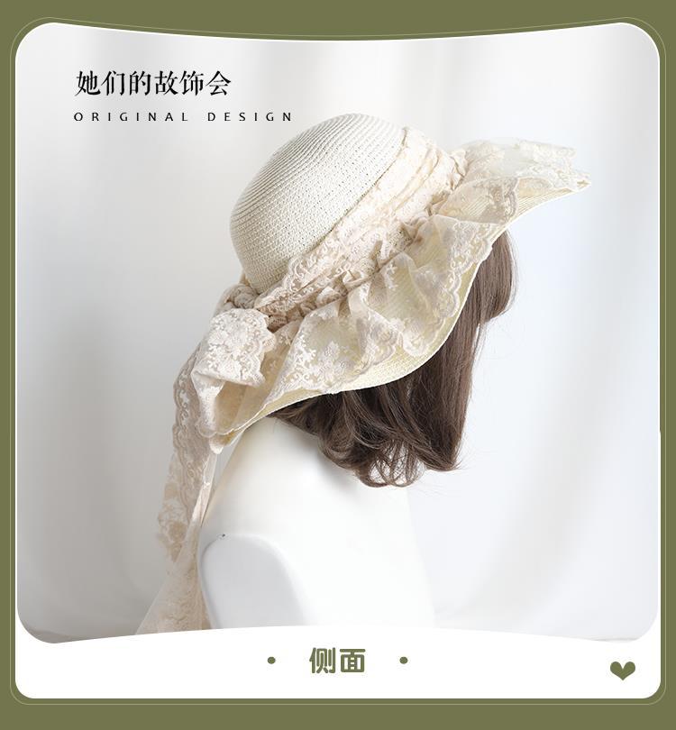Lolita Straw Hat for Women Sun Hat Women Sun Protection Wide Brim Hat Summer Beach Lolita Girl Wide Brim Hat for Women Summer
