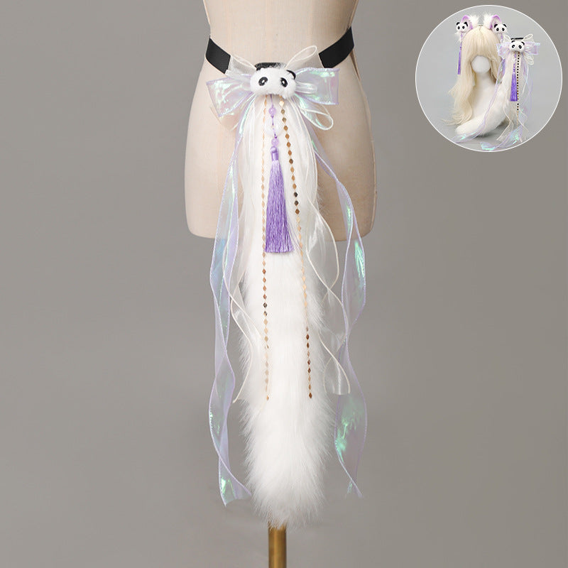 Lolita Chinese Style Cat Ear Headband Subculture Animal Ear and Tail Cosplay Accessories Plush Cat Ear and Tail Set