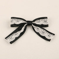Handmade - Showa Cake Bow - Lace Brooch and Hair Clip - 917 Black / Brooch