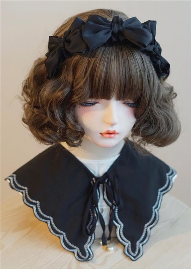 Original Handmade Satin Bow Hairband Lolita Girl Black Bow Hair Accessory