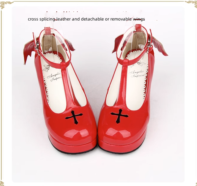 Angelic imprint - Gothic Lolita Wings and Cross Shoes - for Chistmas Shoes