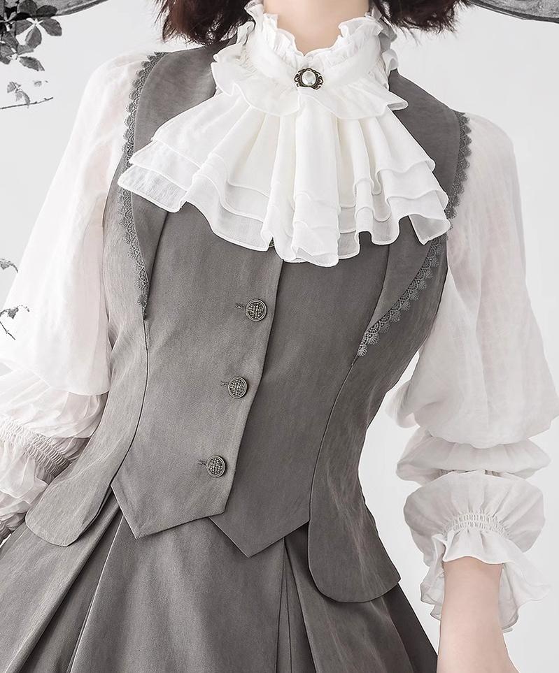 Forest Wardrobe - Misty Forest - Elegant Vintage Fishbone Lolita Long Skirt & Vest