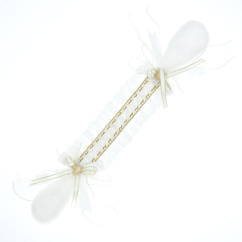 Kawaii Paper Cake Rabbit Hairband - Handmade Lace Trim Lolita Cosplay Accessory