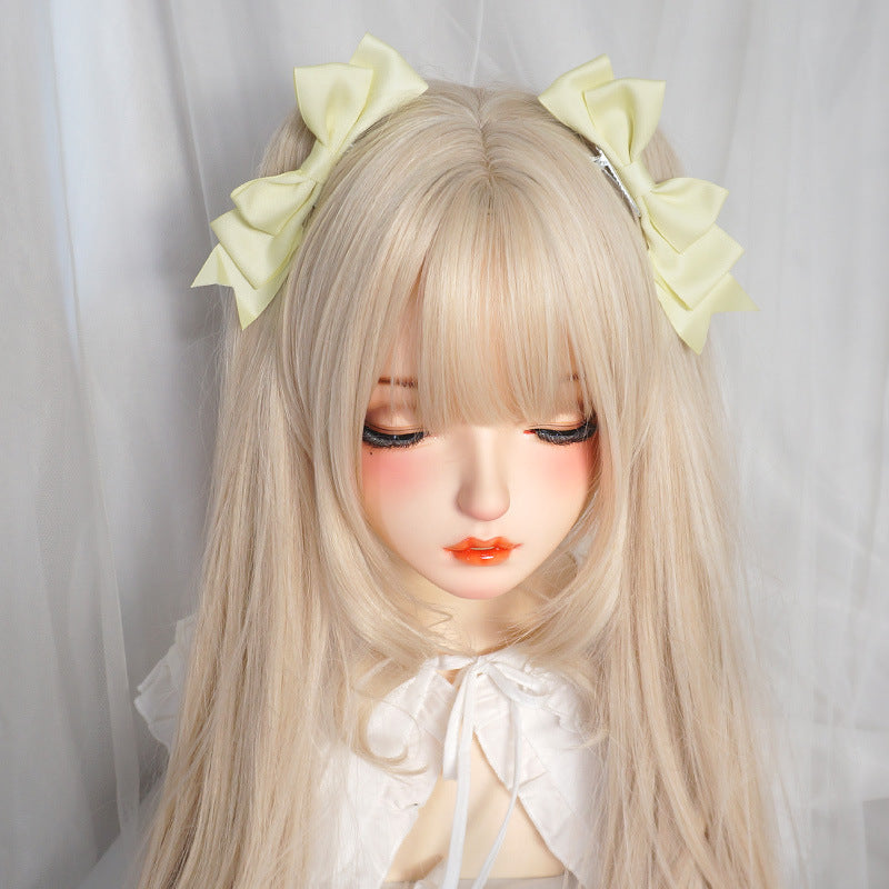 Japanese Handmade Doll Lolita Large Bow Hair Clip - Girl's Double Pony
