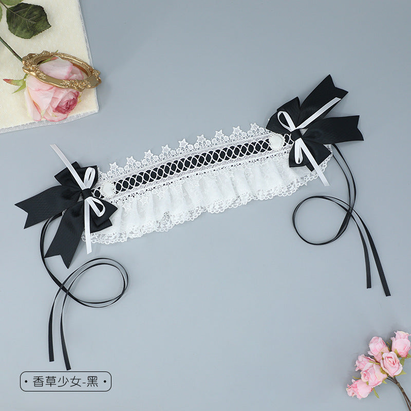 Japanese Style Handmade Cute Sweet Hair Accessories Versatile Lolita Girl Hair Ornaments Lace Bow Hair Clips Tea Party Hair Bands