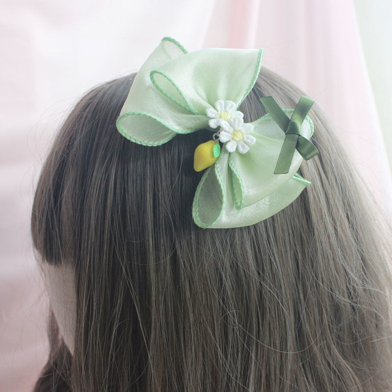 Original Design Hanfu Lemon Lily Hair Accessories Set Summer Ancient Style Lolita Green Fresh Side Clip Necklace