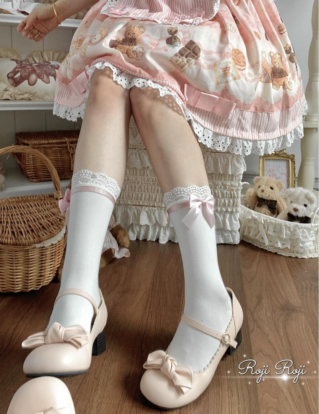 Roji Roji - Sweet Lolita Socks With Lace & Bow - Details Socks