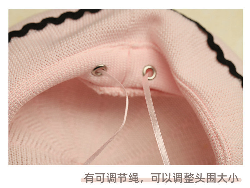 Thin Beret Summer Lolita Bow JK Plaid Lolita Original Design Fashion Spring Autumn Hat for Women