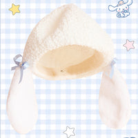Qianxun - Fluffy Drop Ear - Blue-Bow Fluffy Beret - Blue Bowknot Drop Ear Lamb Wool Hat / M(56-58cm)