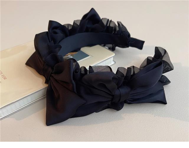 Original Handmade Satin Bow Hairband Lolita Girl Black Bow Hair Accessory