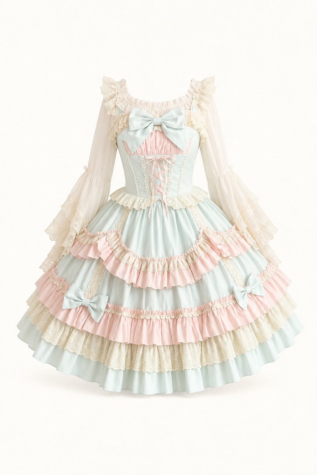 ZhiJinYuan sweet mousse color-block Lolita jumper skirt JSK dress with pastel shades and playful design, perfect for cute fashion.