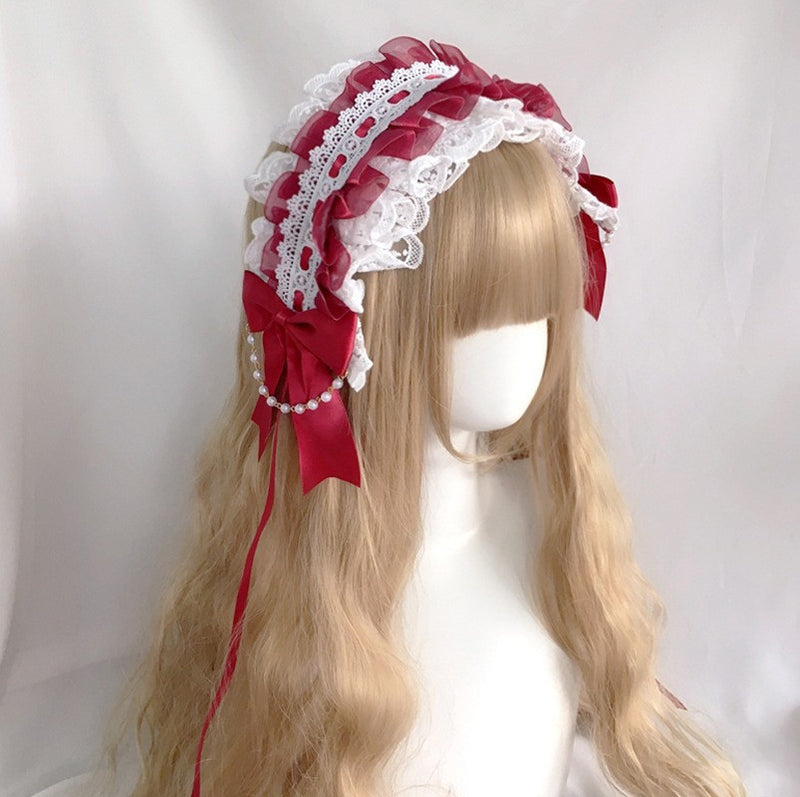 Soft Girl Hairband Lace Hair Clip Lolita Sweet Versatile Kc Bow Hair Accessory Headband