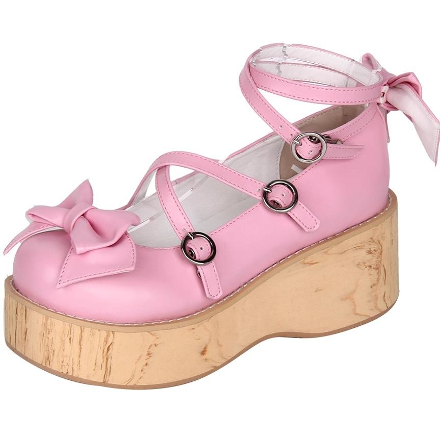 Angelic imprint - Sweet Lolita Platform Shoes - Wood-grain Outsole Shoes