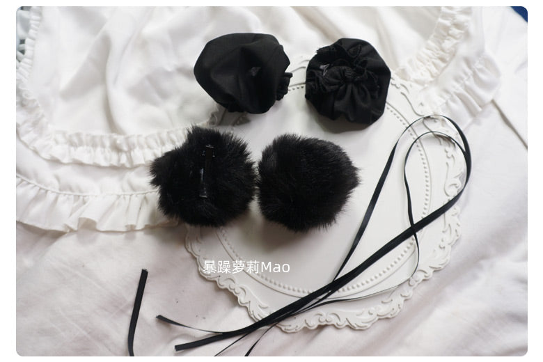 Handmade Chinese Style Hair Accessories Chun Li Kung Fu Bun Hair Clip National Style Hairpin Spicy Girl Hair Ornament Pom Pom Headband Lolita - Lolita Fetch