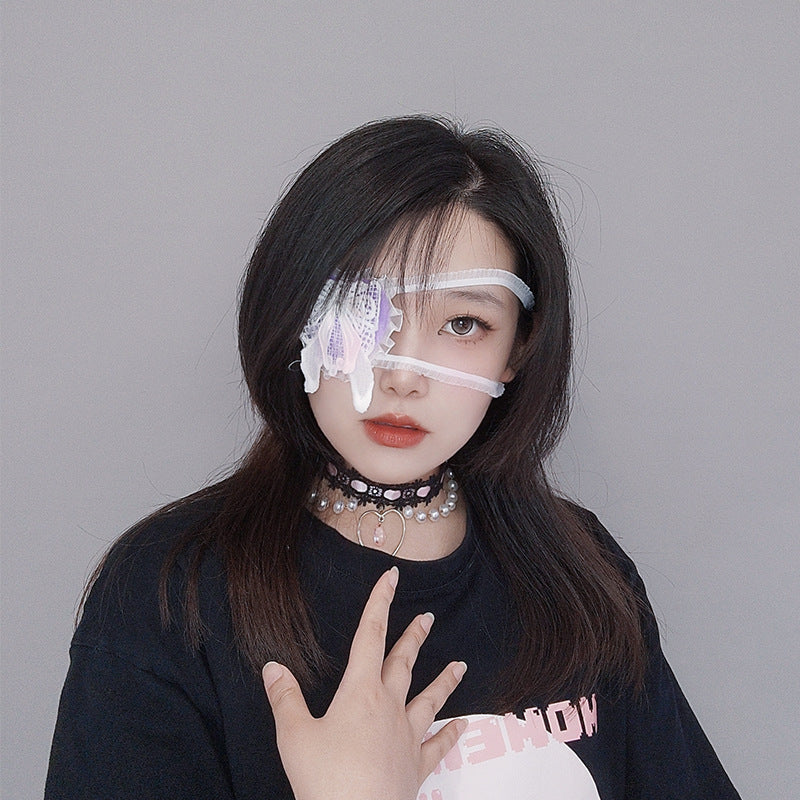 Lolita Gothic Dark Middle School Eye Mask Cosplay Lace Prop Cross Eye Mask Small Accessories - Lolita Fetch