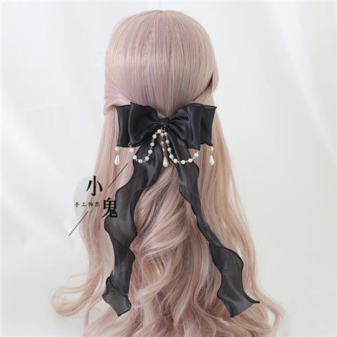 Miss Fula Lolita  Elegant Hairband Lolita Hairband Necklace White Wedding Black Hat