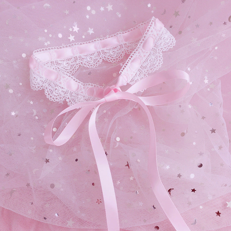 Gentle French Sweetheart Lolita Girl ChokerHomemade Lace Tie Collar