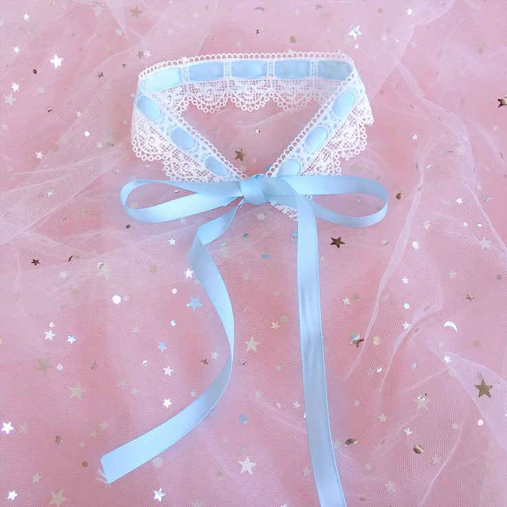 Gentle French Sweetheart Lolita Girl ChokerHomemade Lace Tie Collar