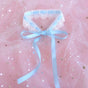 Collier bleu ciel en dentelle