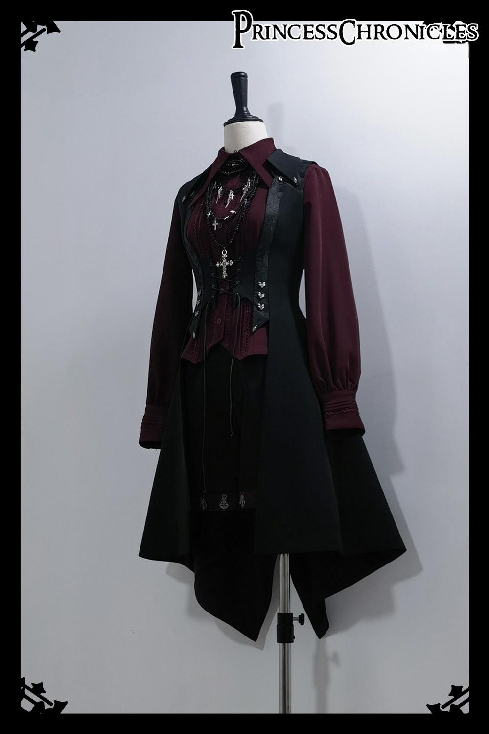 Princess Chronicles - Red and Black 4.0 - Ouji Lolita Long Vest & Red Blouse